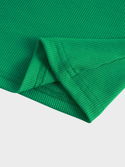 RIBBED HIGH V TEE LS-KELLEY GREEN