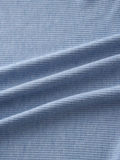 Ribbed Crop Bow Cardigan-Heathered Blue