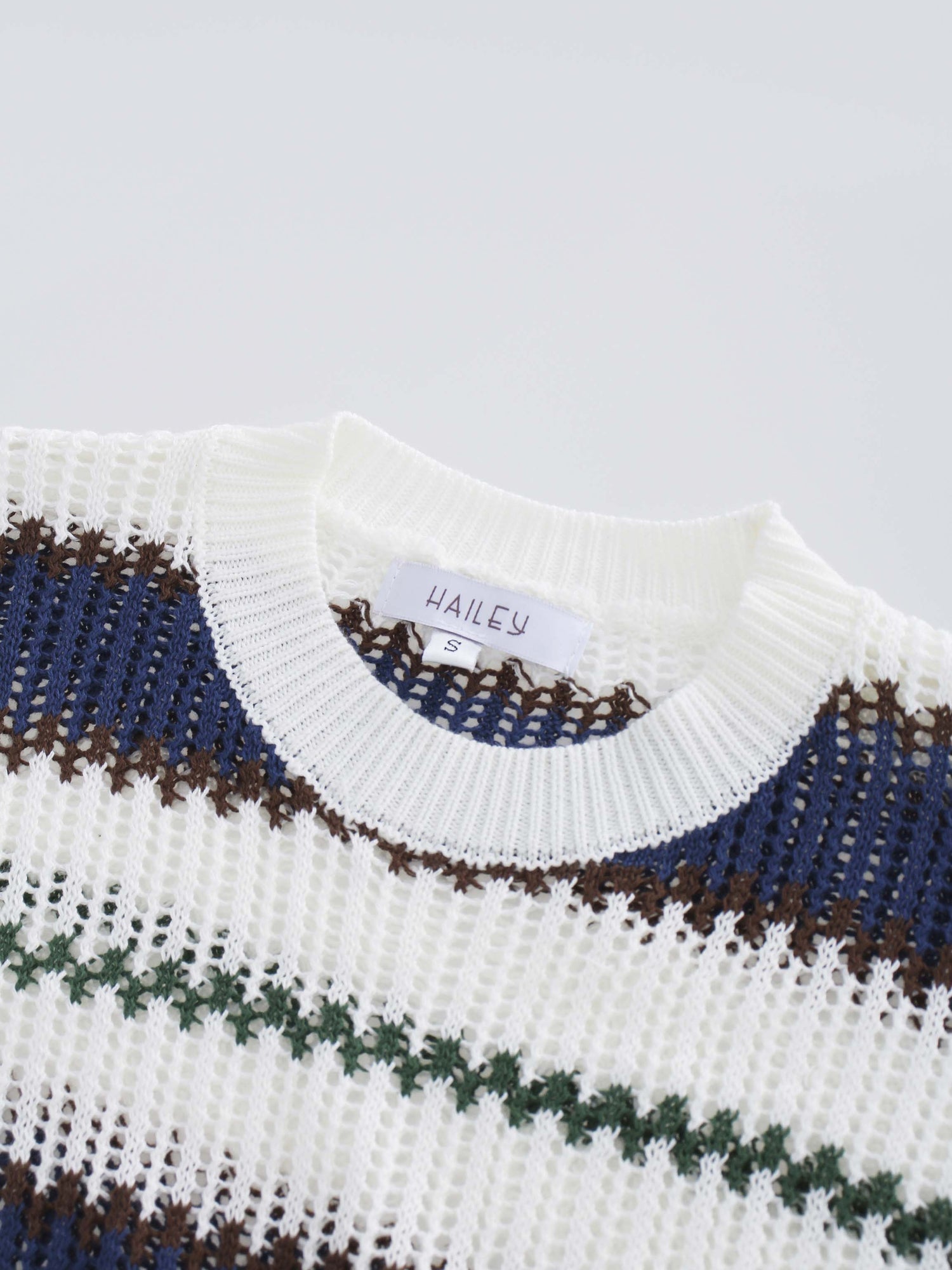 Mesh Striped Sweater-Green/White/Blue