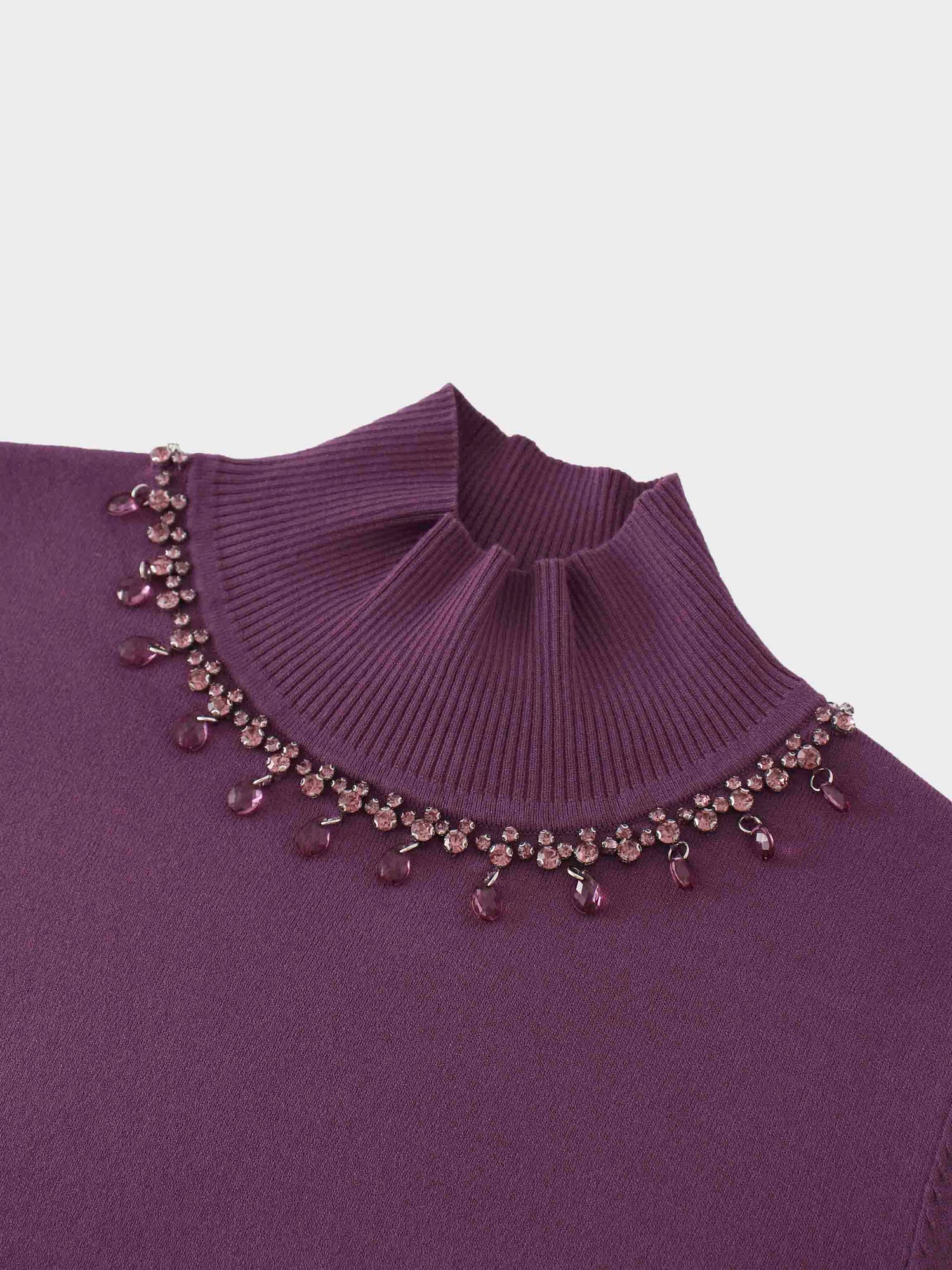 Beaded Turtleneck-Purple