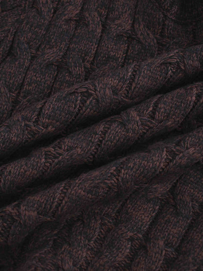 Chunky Heathered Cable sweater-Black/Brown