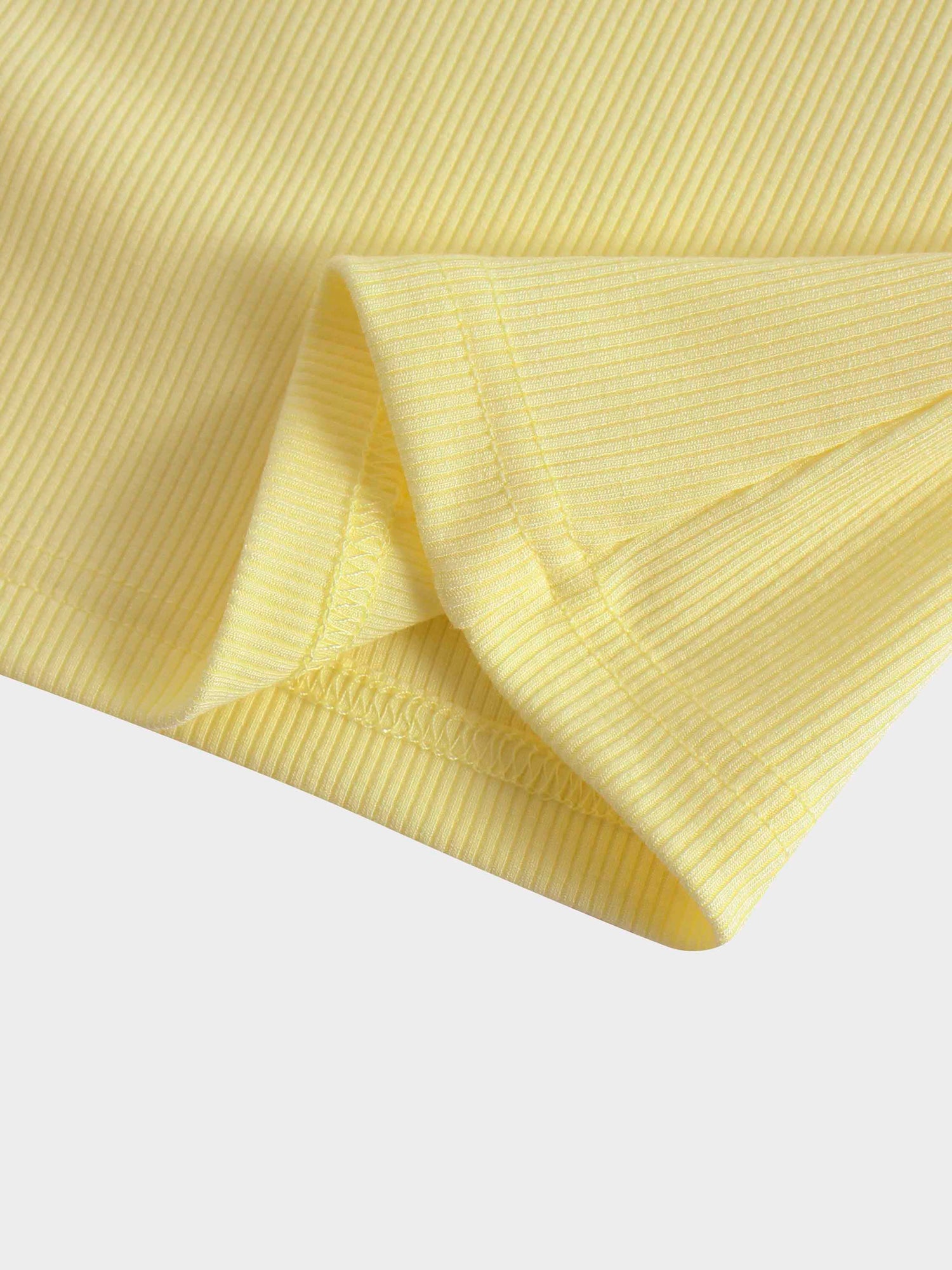 RIBBED HIGH V TEE LS-BUTTER YELLOW