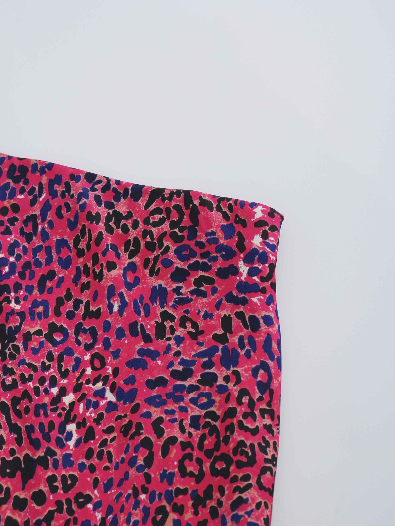 Printed Satin Slip Skirt-Pink Leopard