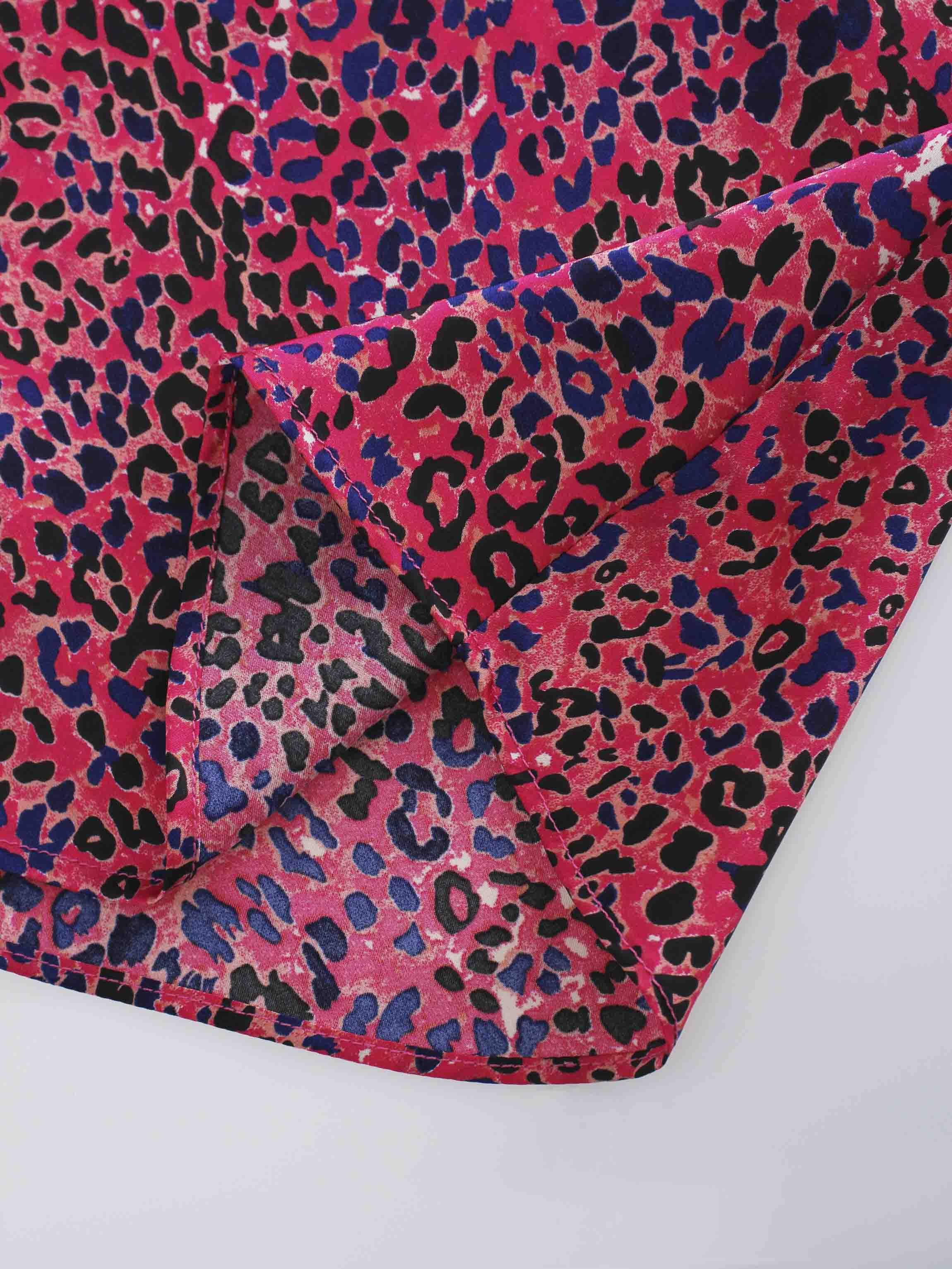 Printed Satin Slip Skirt-Pink Leopard