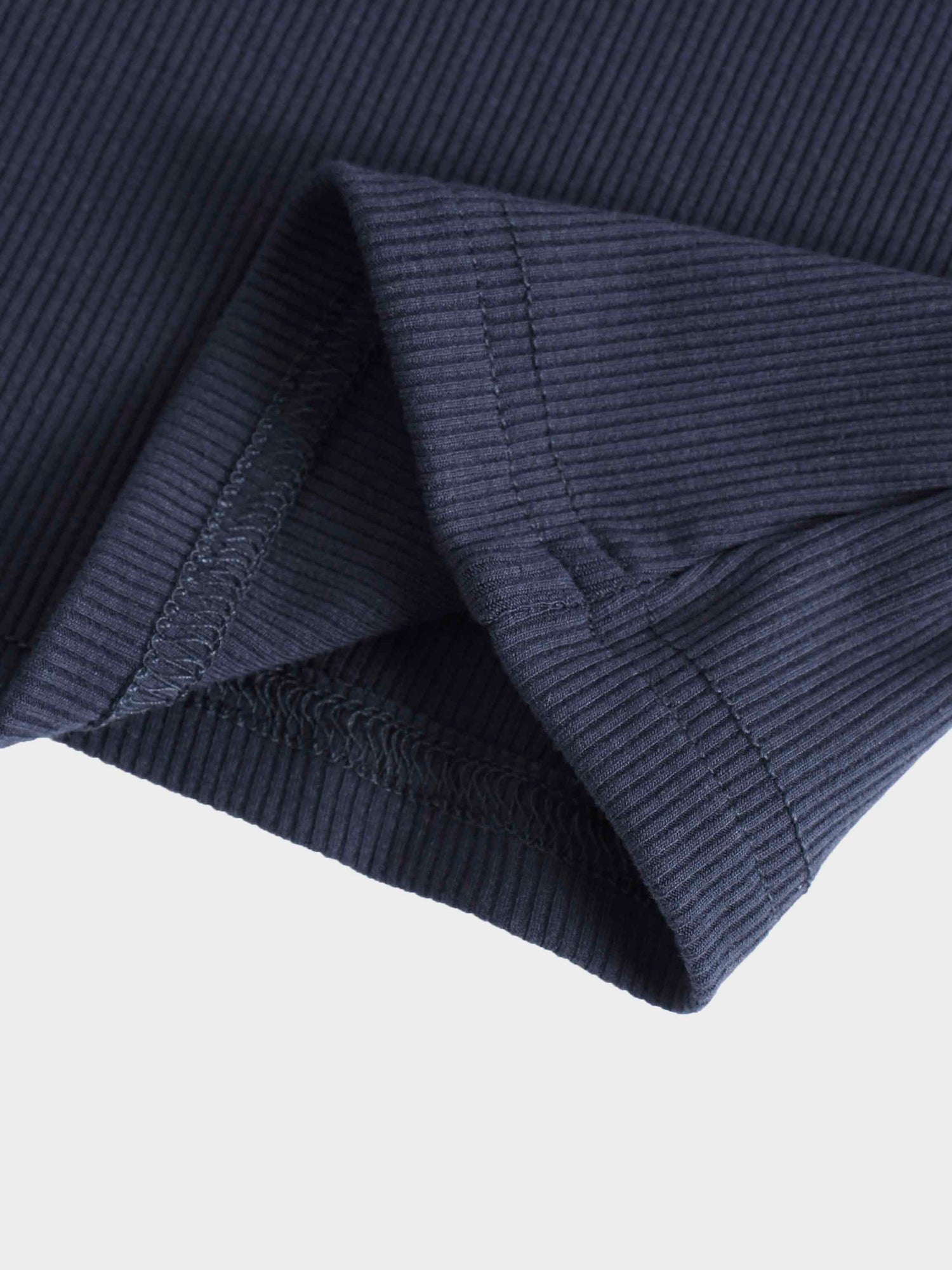 RIBBED HIGH V TEE LS-DENIM BLUE