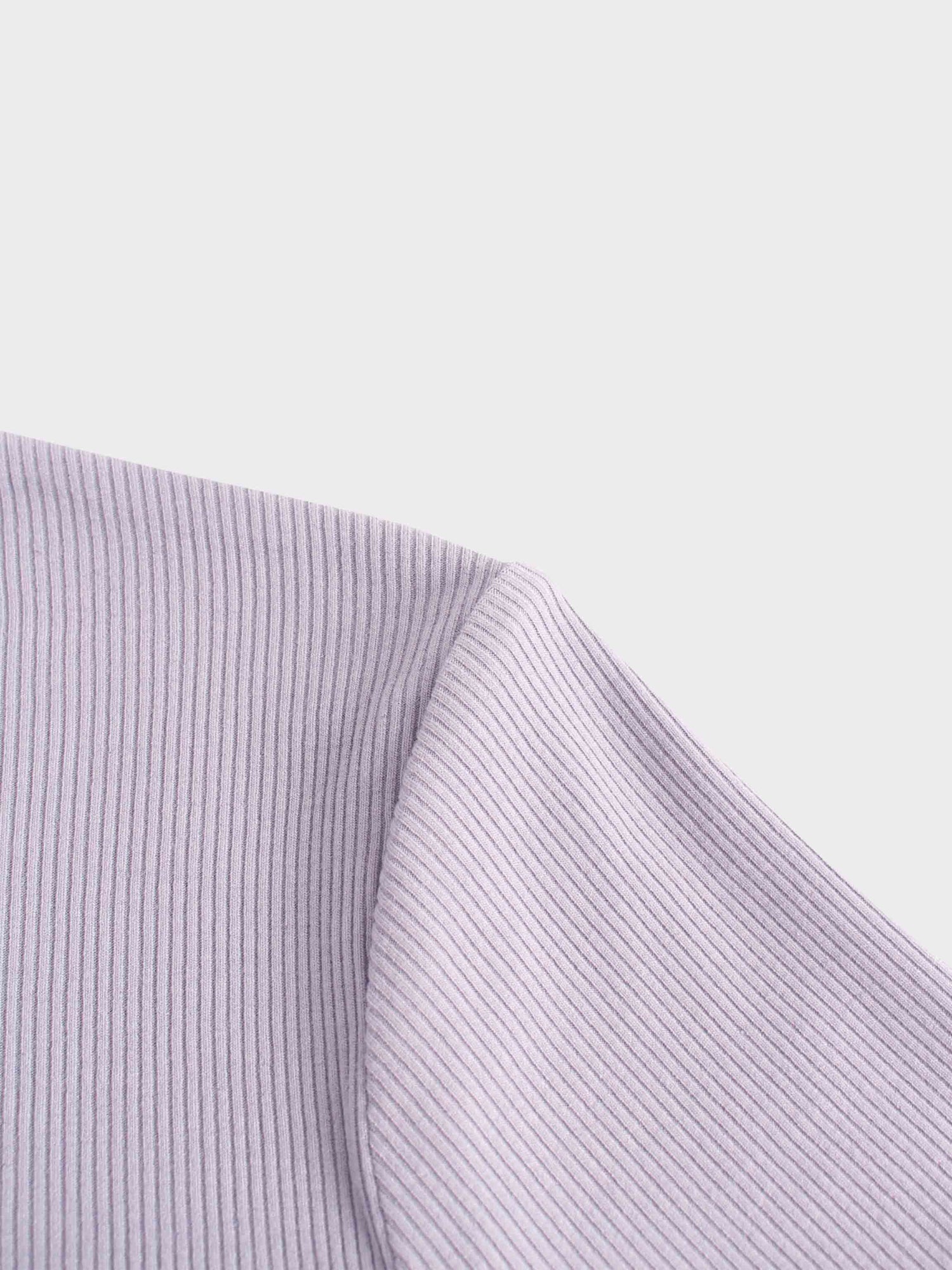 RIBBED HIGH V TEE LS-LILAC