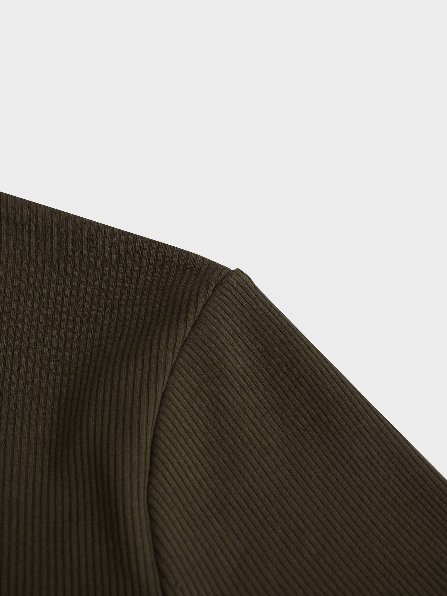 RIBBED HIGH V TEE LS-CHOCOLATE BROWN