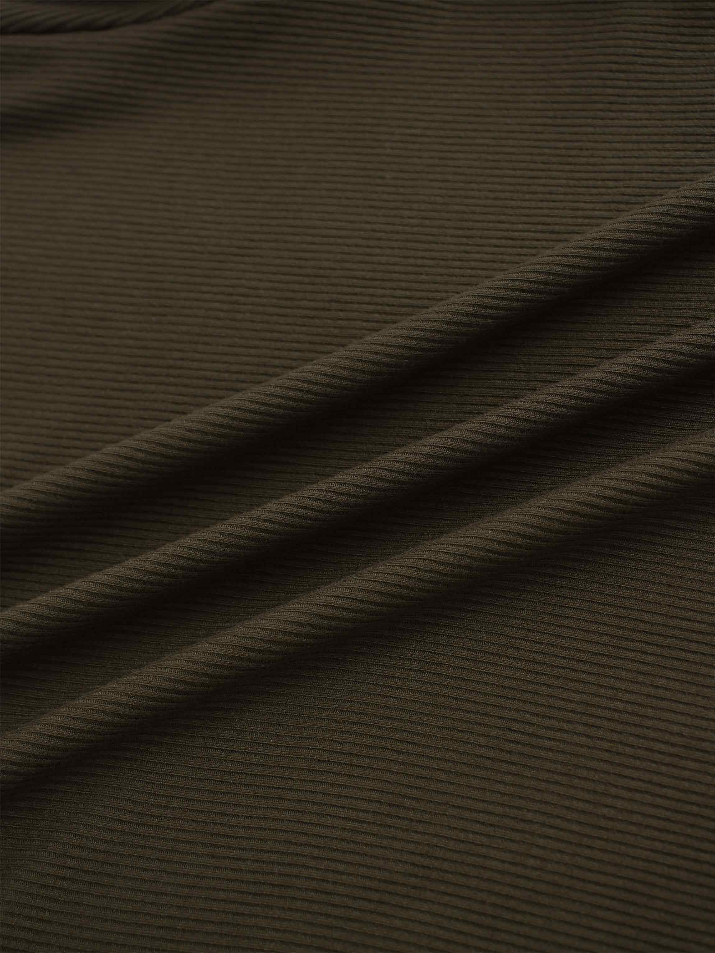 RIBBED HIGH V TEE LS-CHOCOLATE BROWN