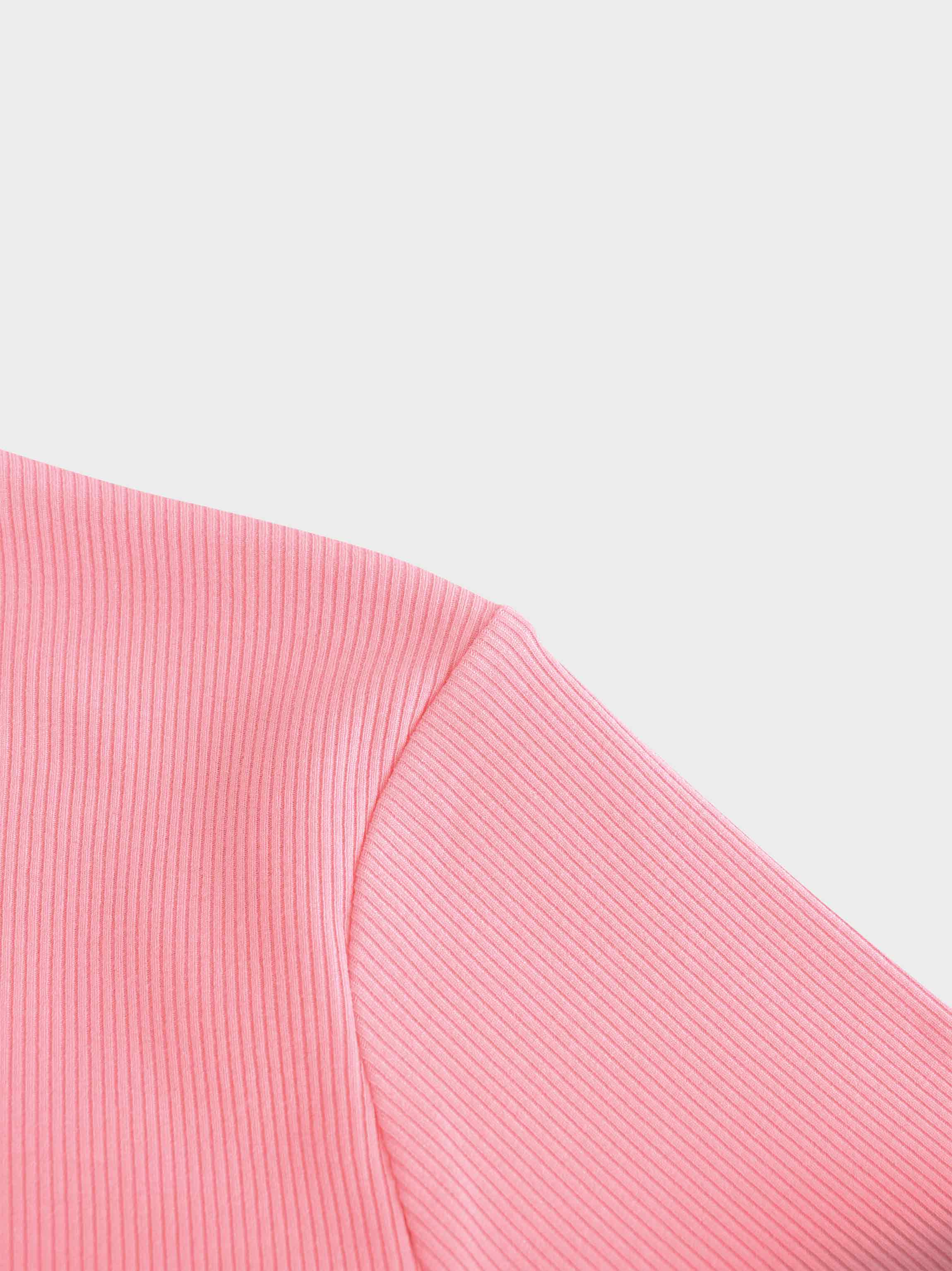RIBBED HIGH V TEE LS-SO PINK