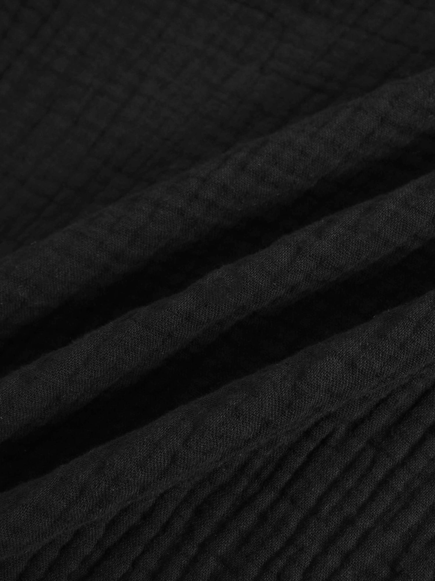 Gauze Button Down Blouse-Black