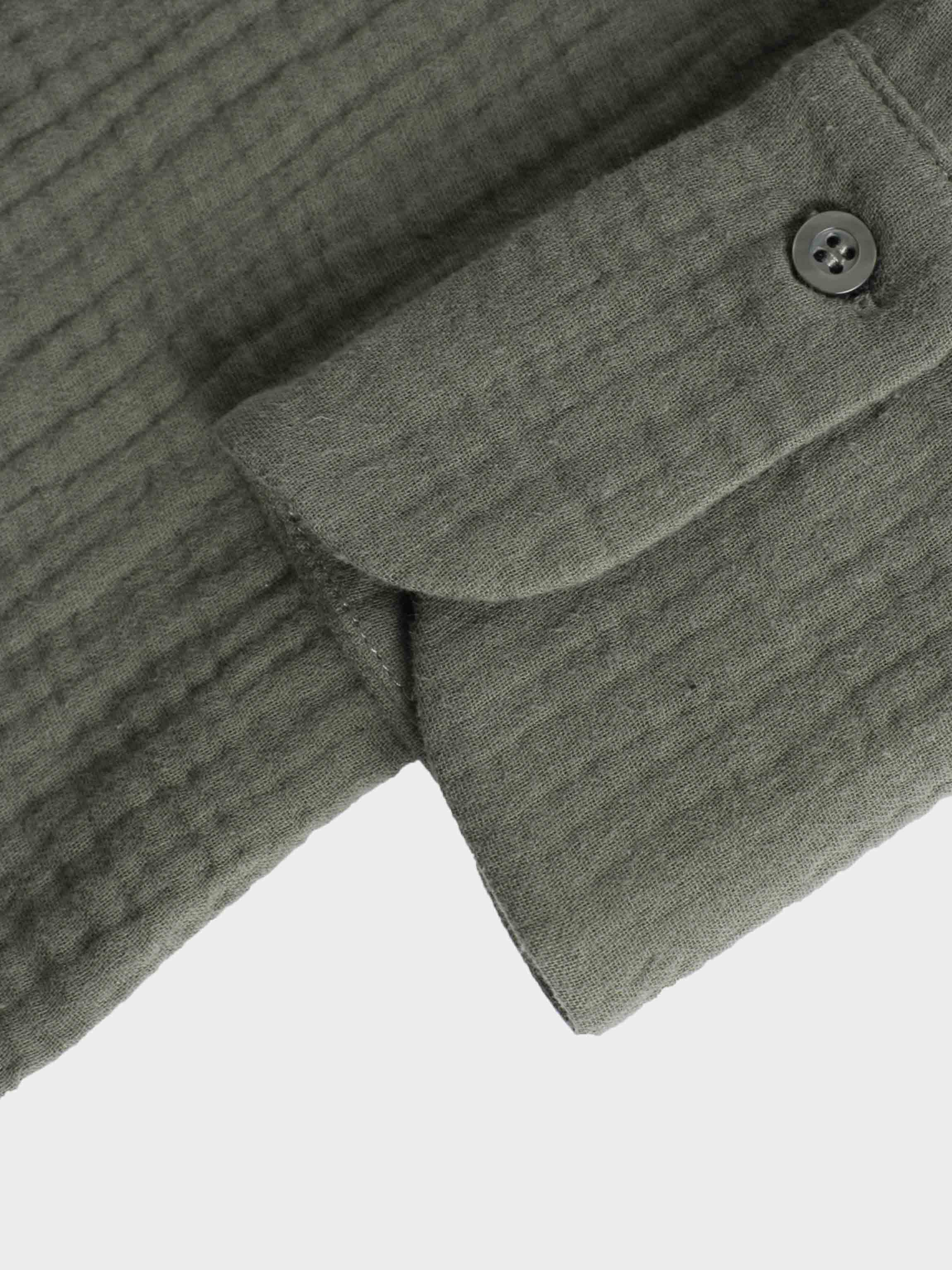 Gauze Button Down Blouse-Olive