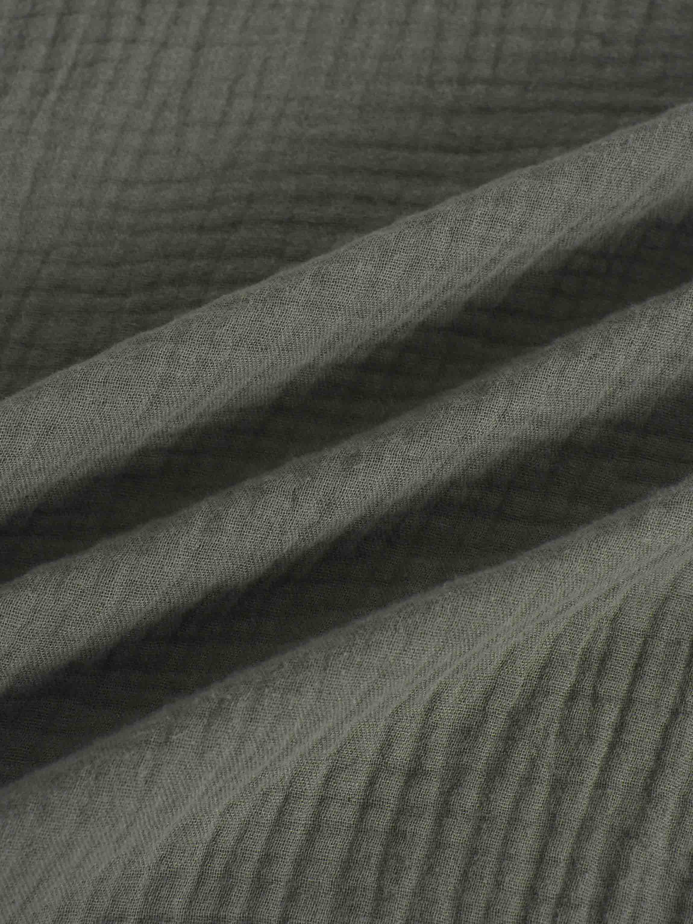 Gauze Button Down Blouse-Olive