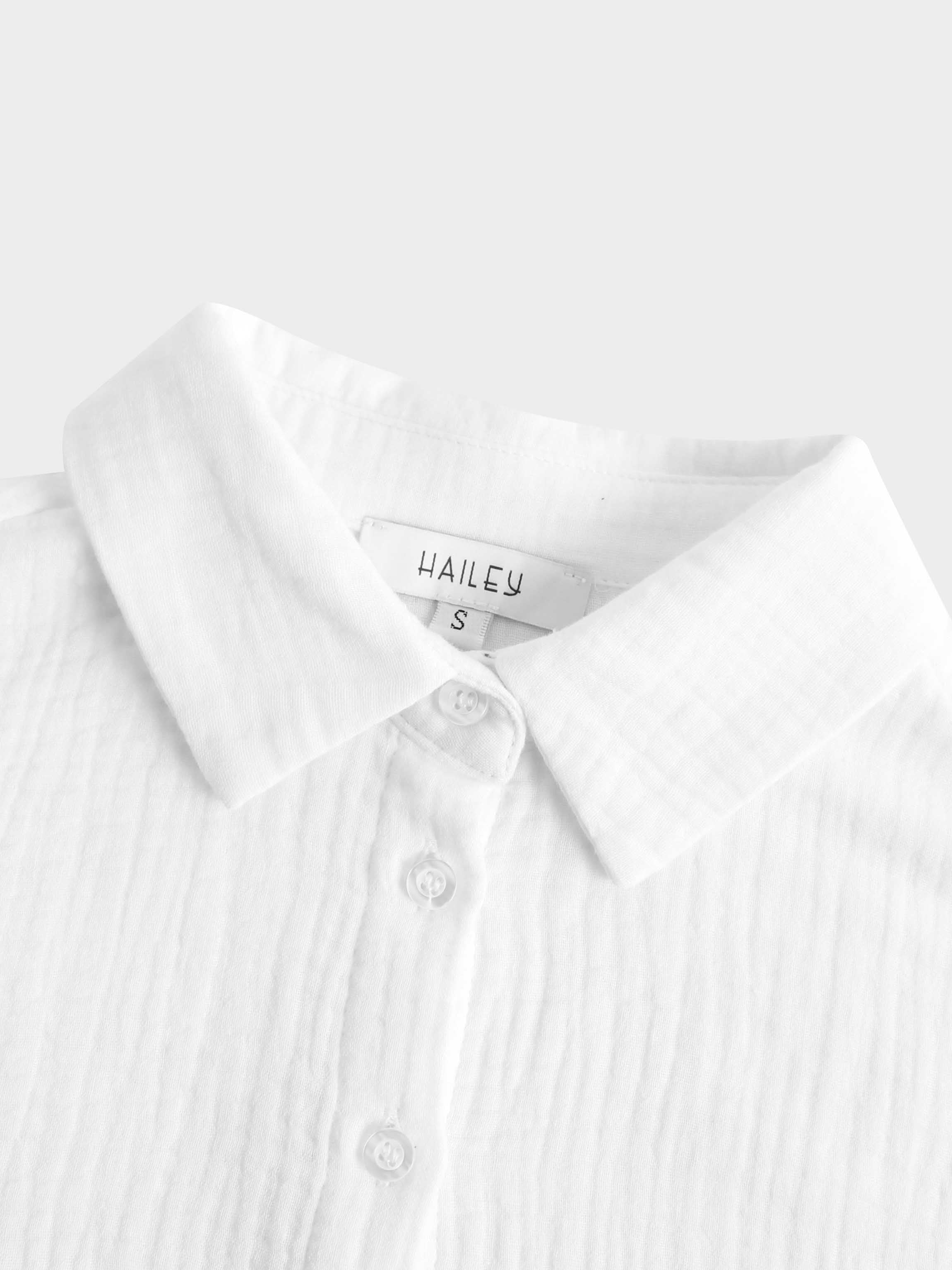 Gauze Button Down Blouse-White