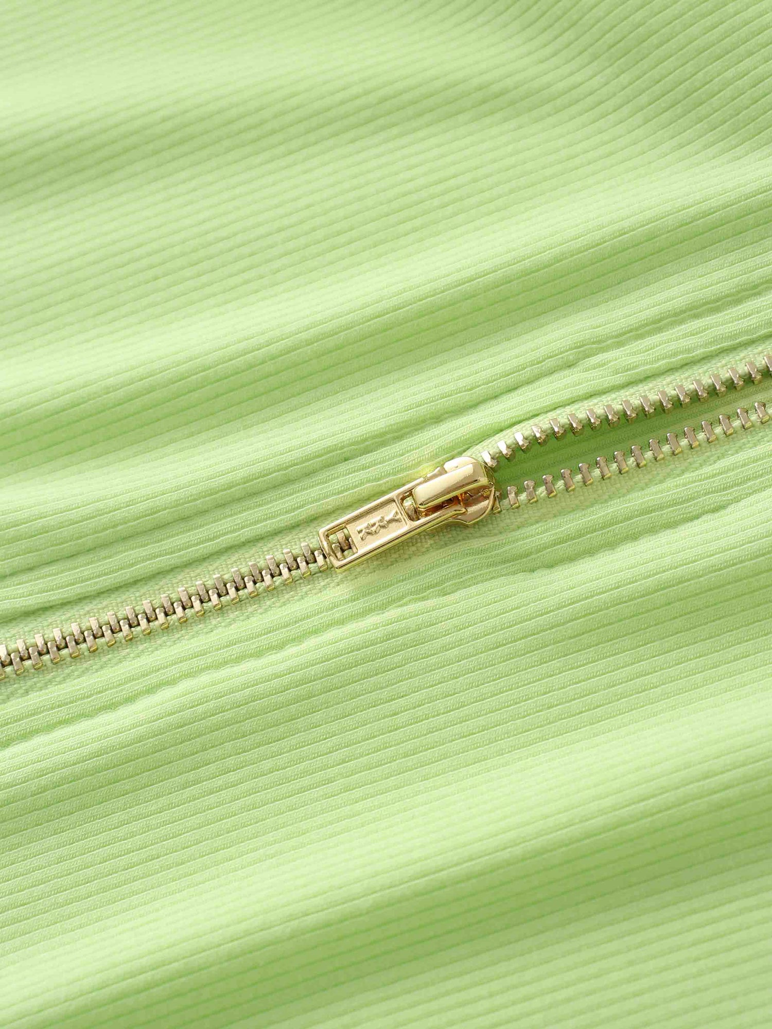 Ribbed Half Zip Hoodie Tee-Lime Green