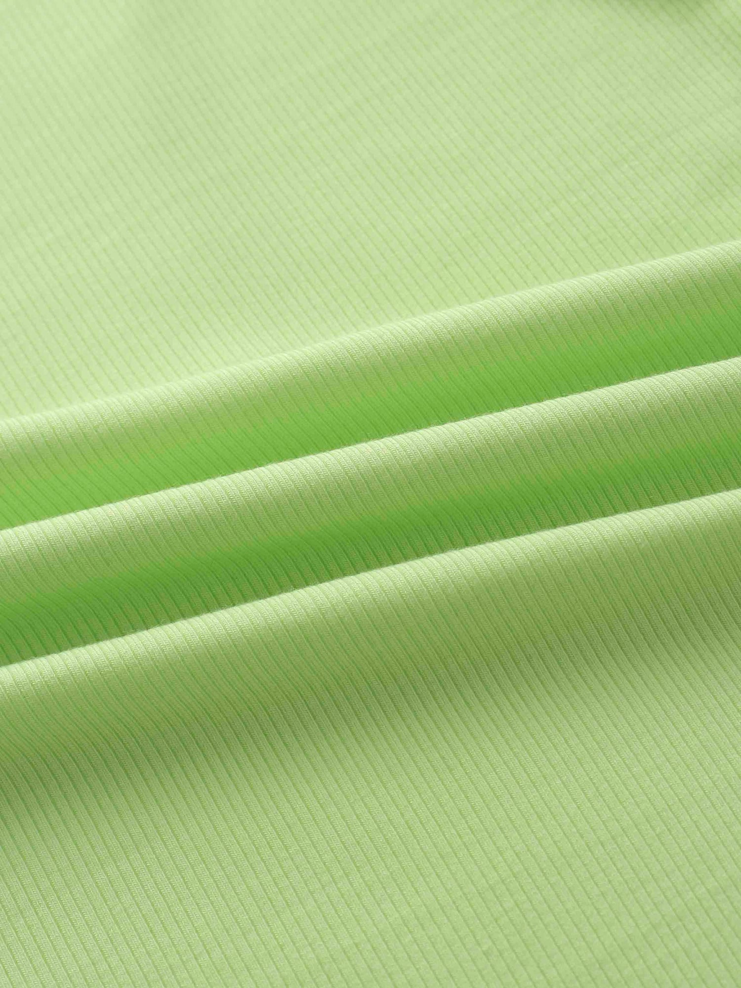 Ribbed Half Zip Hoodie Tee-Lime Green