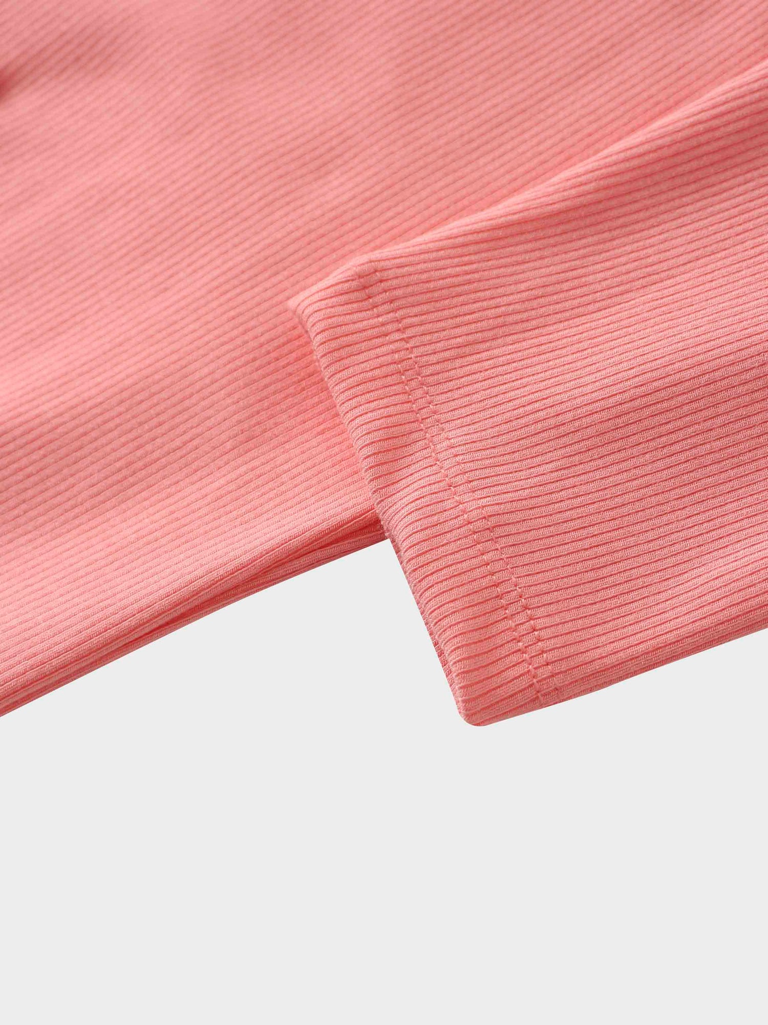 Ribbed Half Zip Hoodie Tee-Coral Pink
