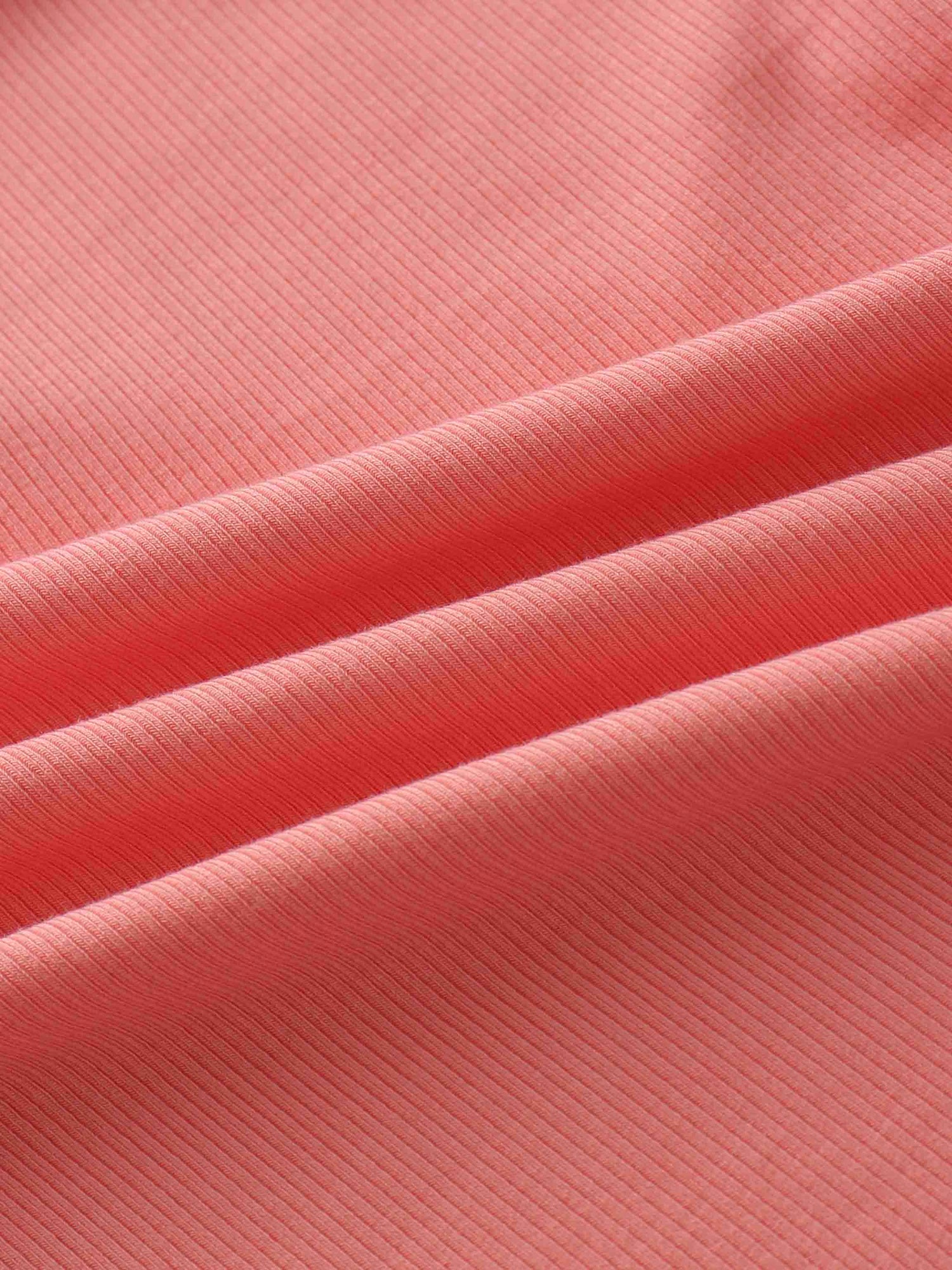 Ribbed Half Zip Hoodie Tee-Coral Pink