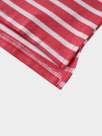 Crown Embossed T-Shirt-Coral/White