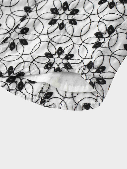 Embroidered Puff Sleeve Blouse-Floral