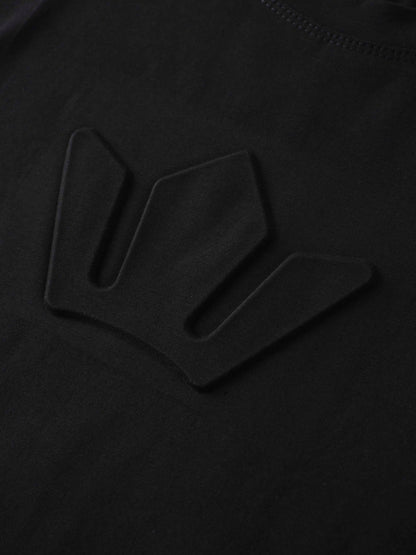 Crown Embossed T-Shirt-Black
