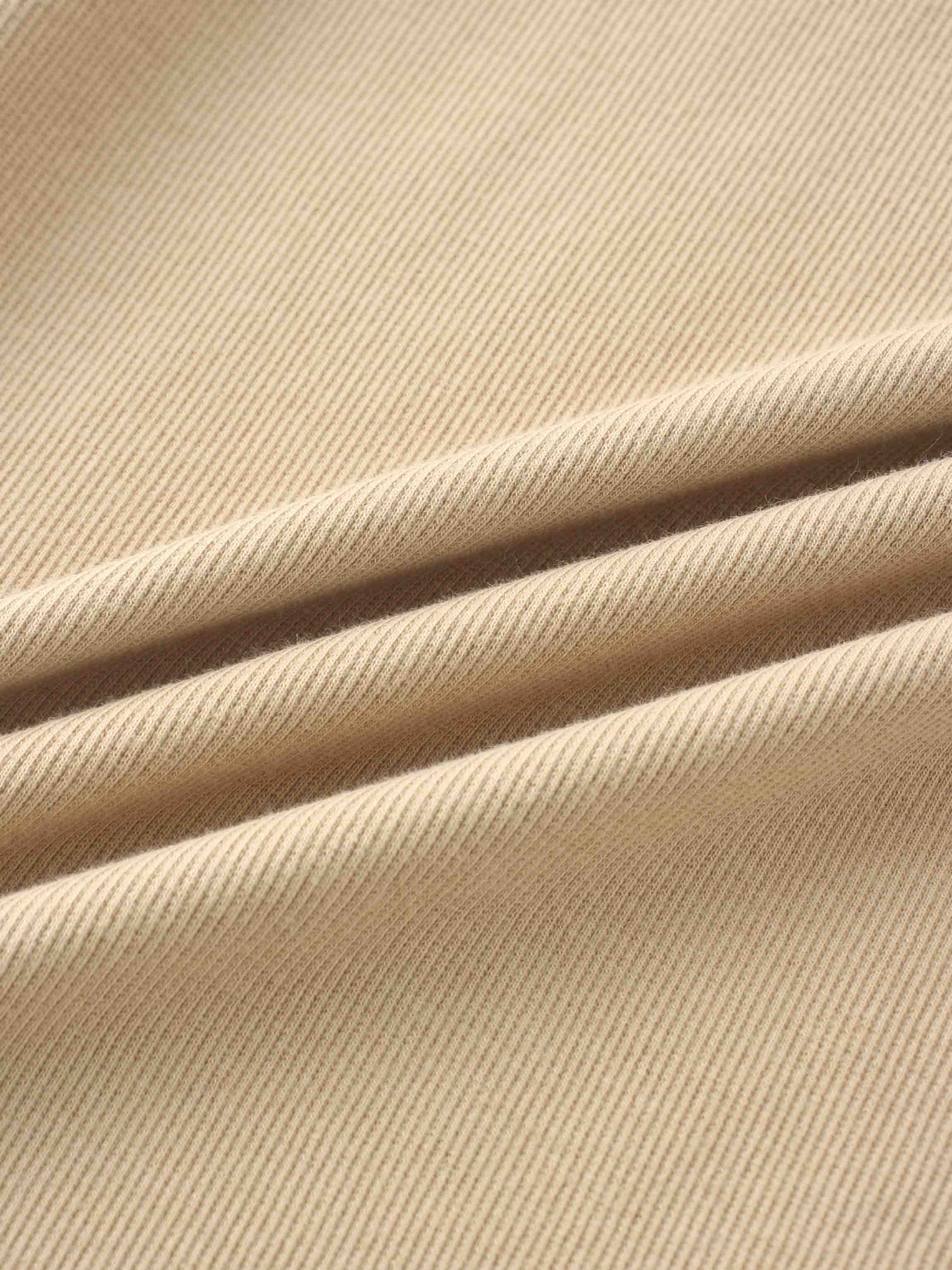 Ribbed Crew Neck Puff Sleeve Top-Tan