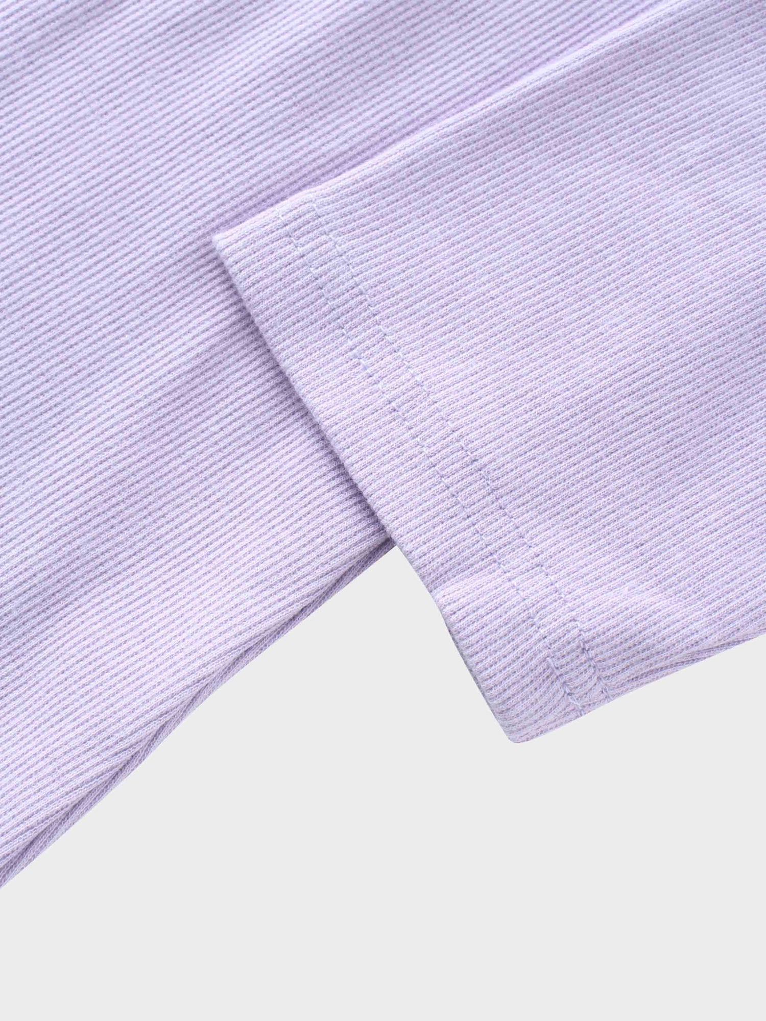 Ribbed Crew Neck Puff Sleeve Top-Lavender