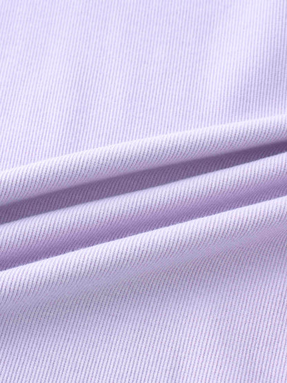 Ribbed Crew Neck Puff Sleeve Top-Lavender
