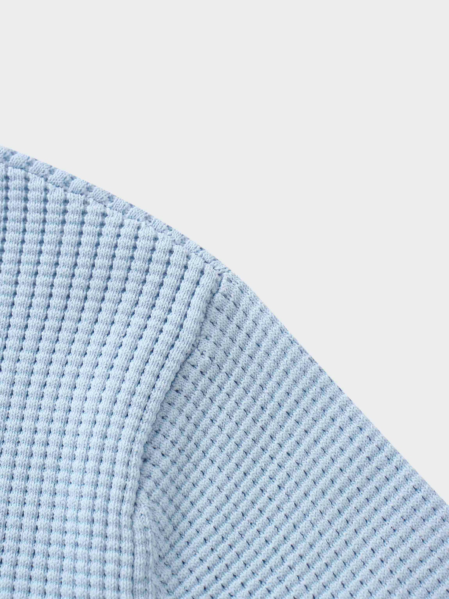 Waffle Collared Sweater-Light Blue