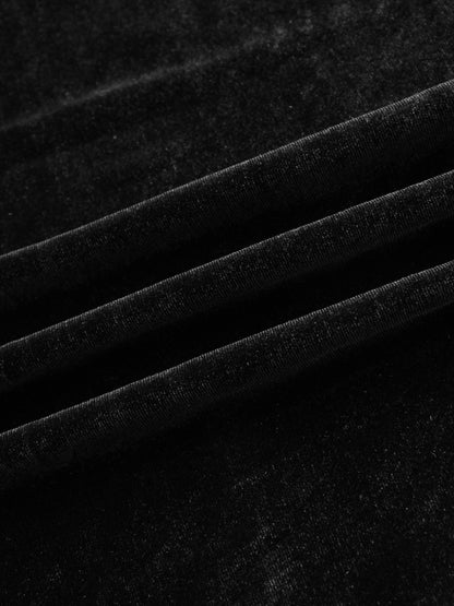 Velour Front Knot Maxi Dress-Black