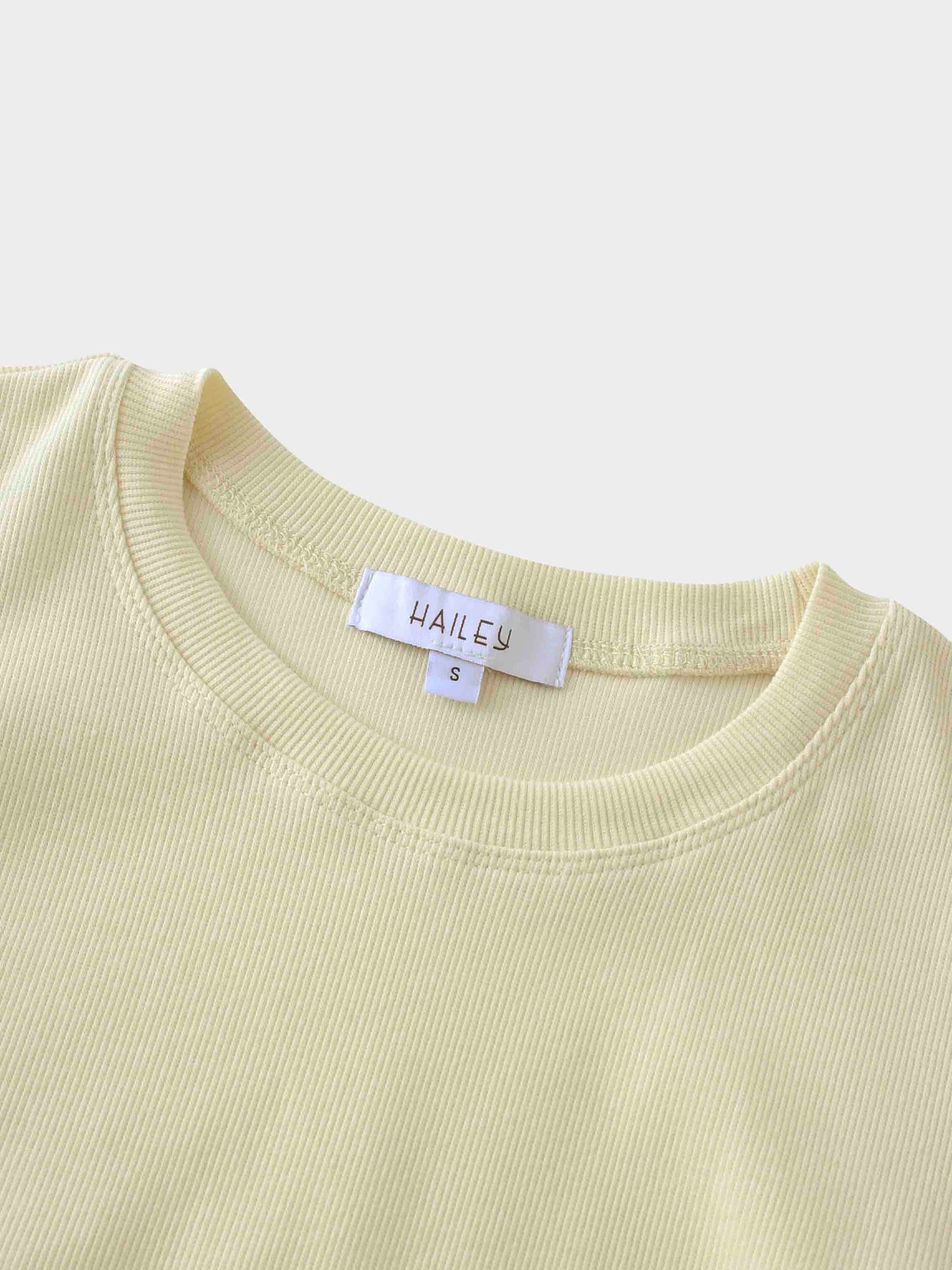 Ribbed Crew Neck Puff Sleeve Top-Ivory