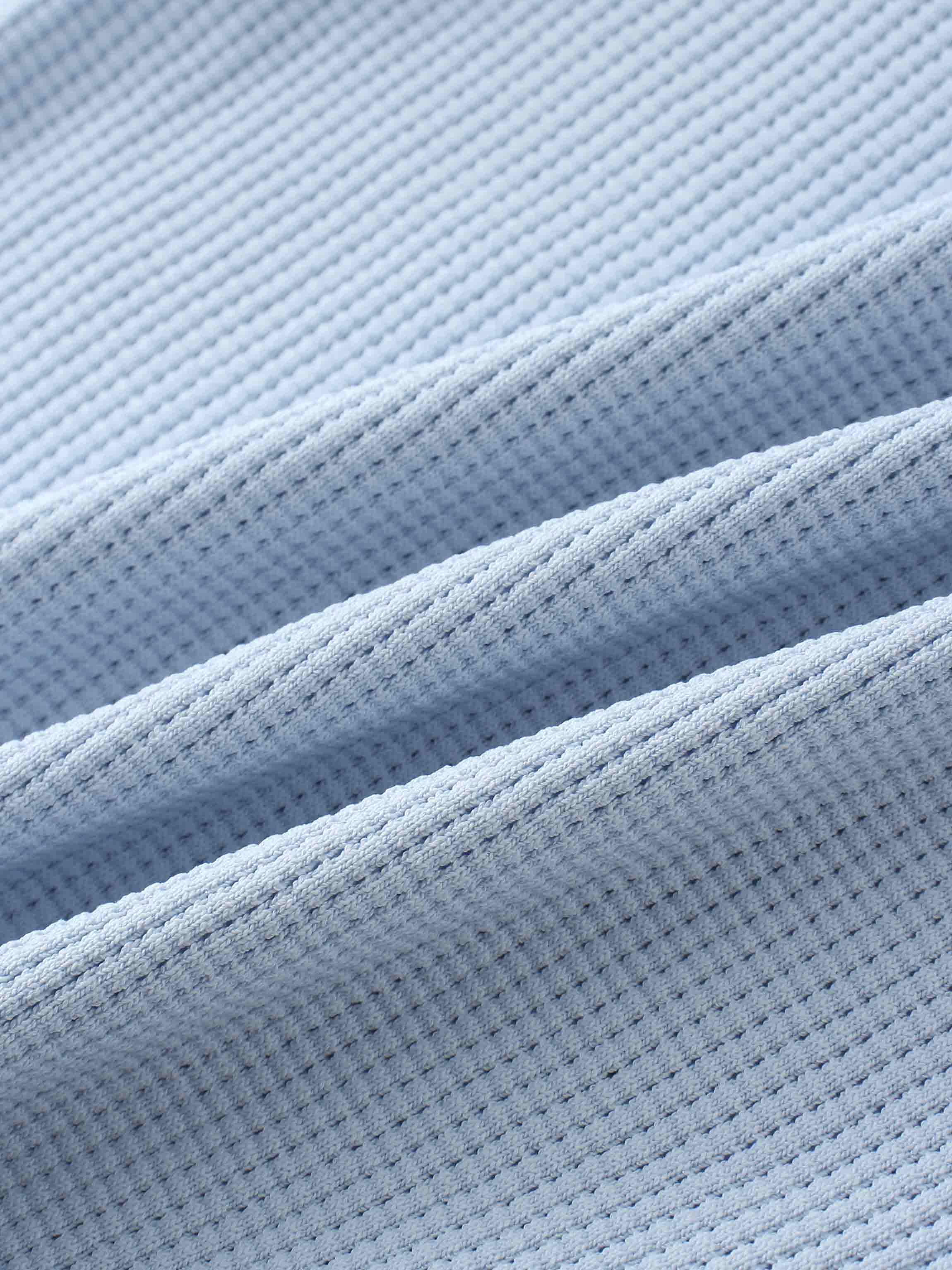 Waffle Collared Sweater-Light Blue