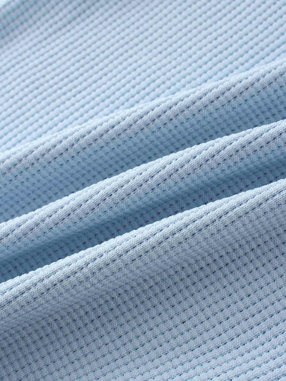 Waffle Collared Sweater-Light Blue