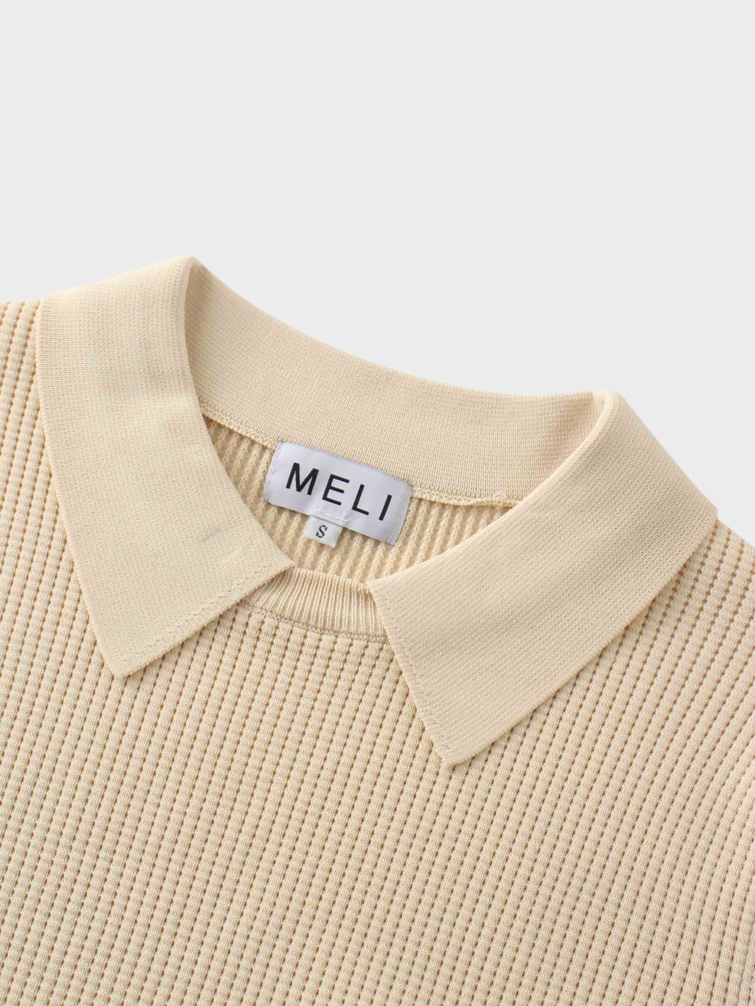 Waffle Collared Sweater-Bone