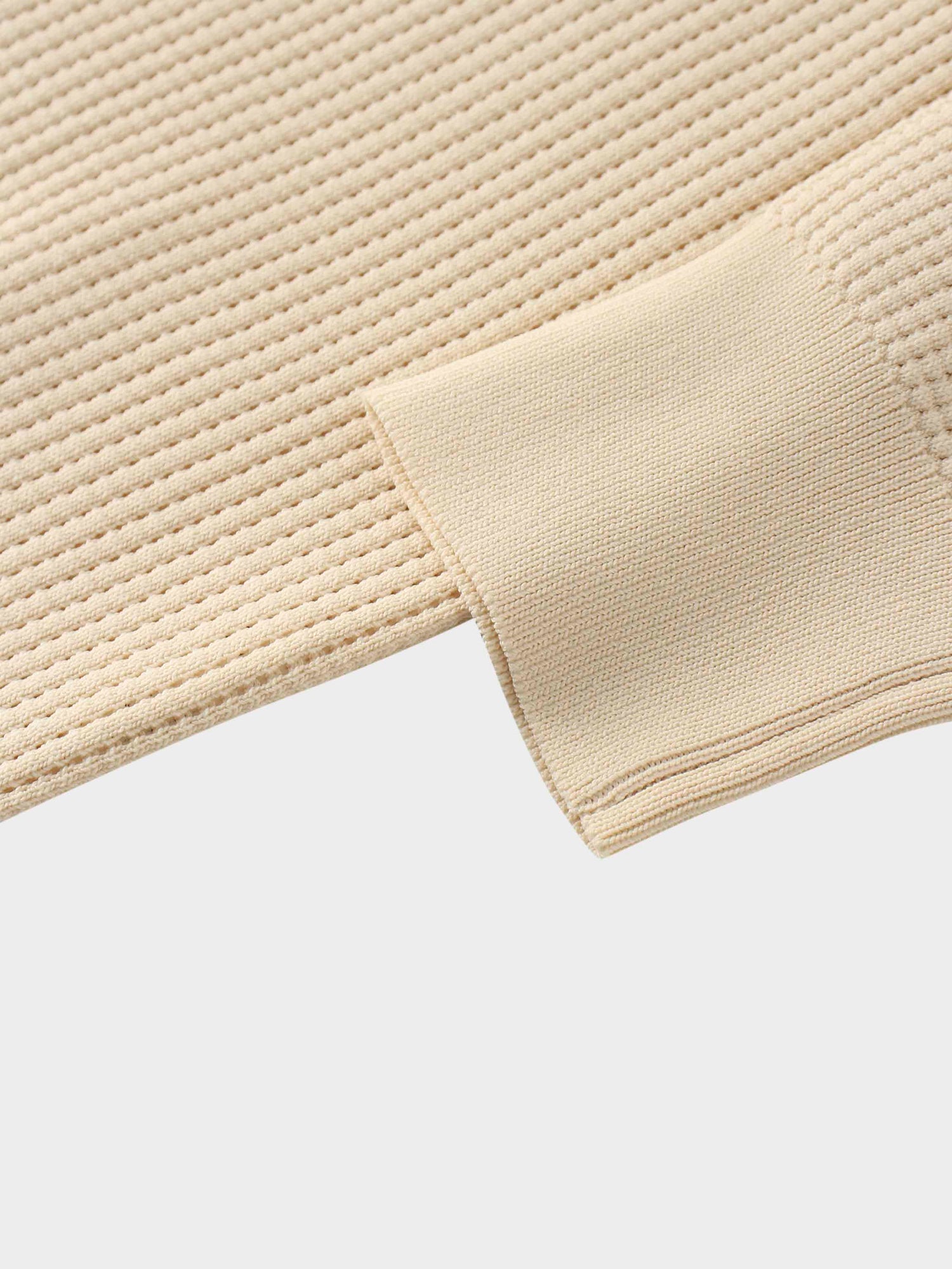 Waffle Collared Sweater-Bone