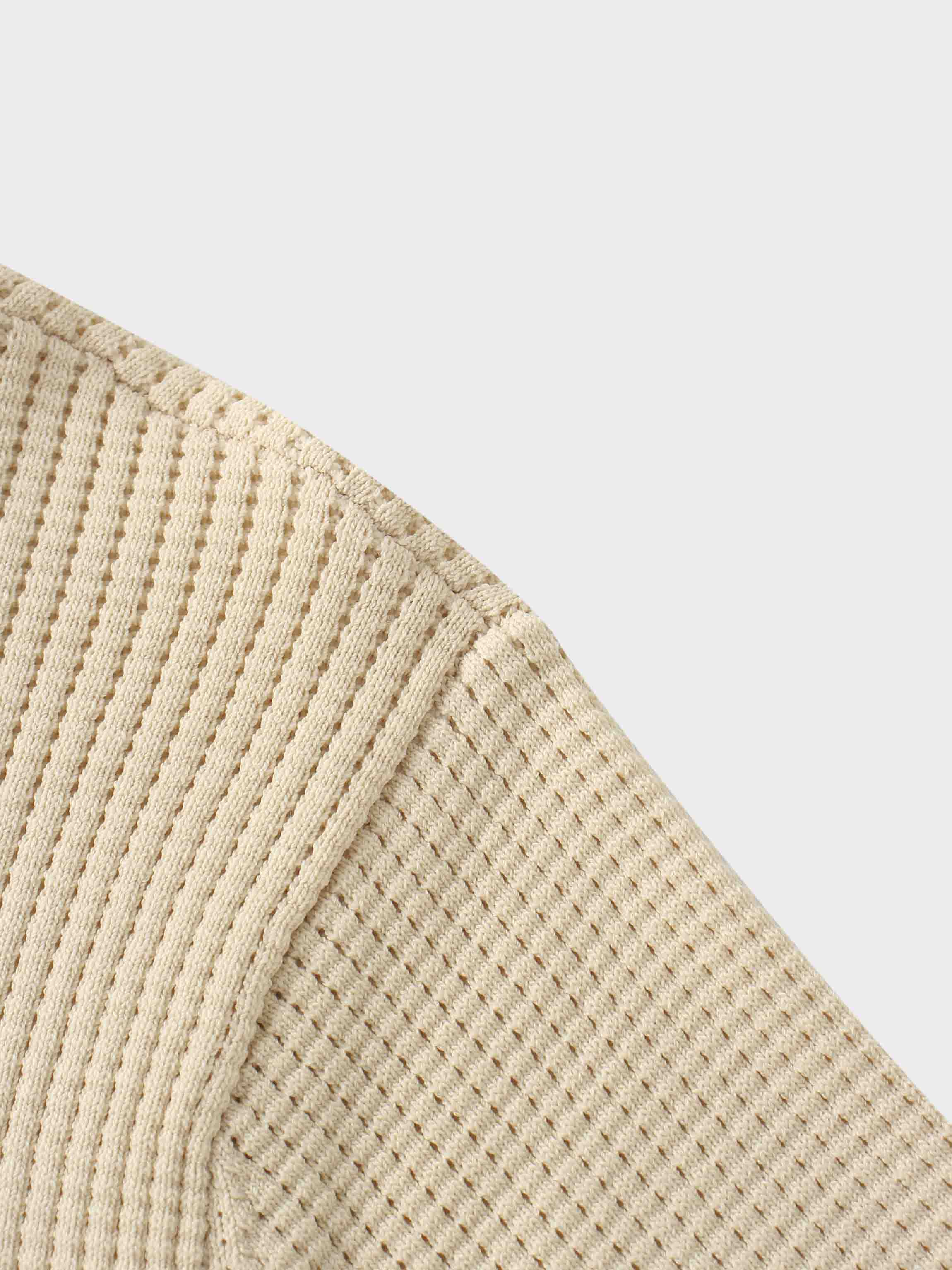Waffle Collared Sweater-Bone