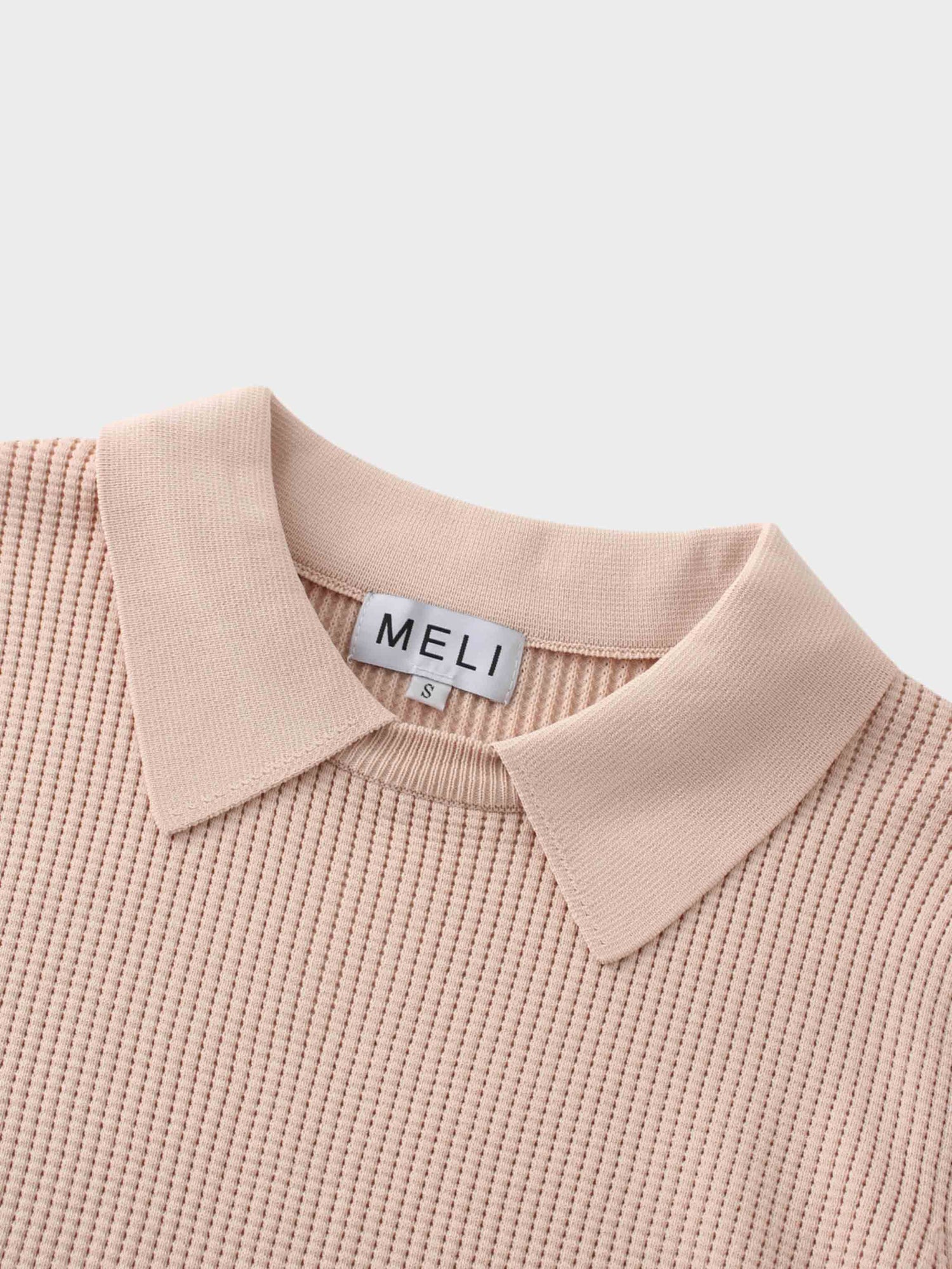 Waffle Collared Sweater-Blush