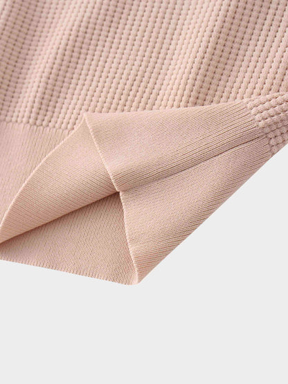 Waffle Collared Sweater-Blush