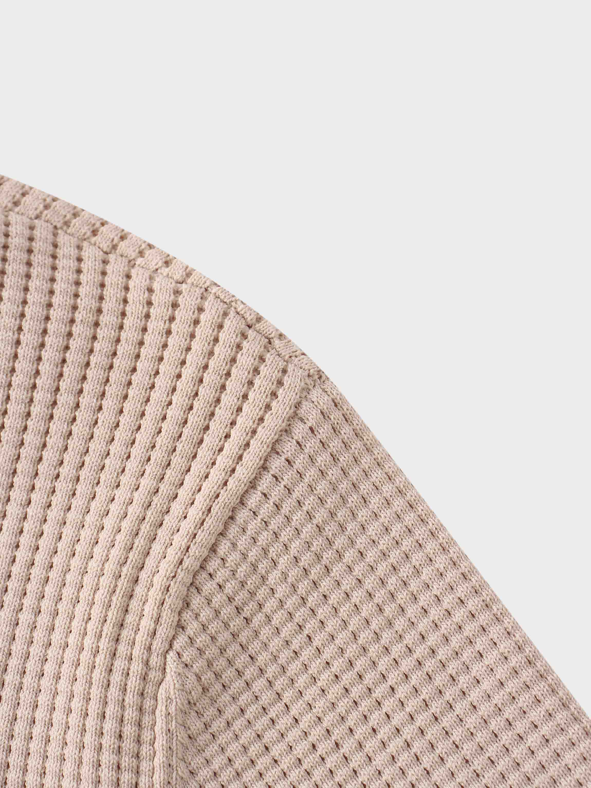 Waffle Collared Sweater-Blush