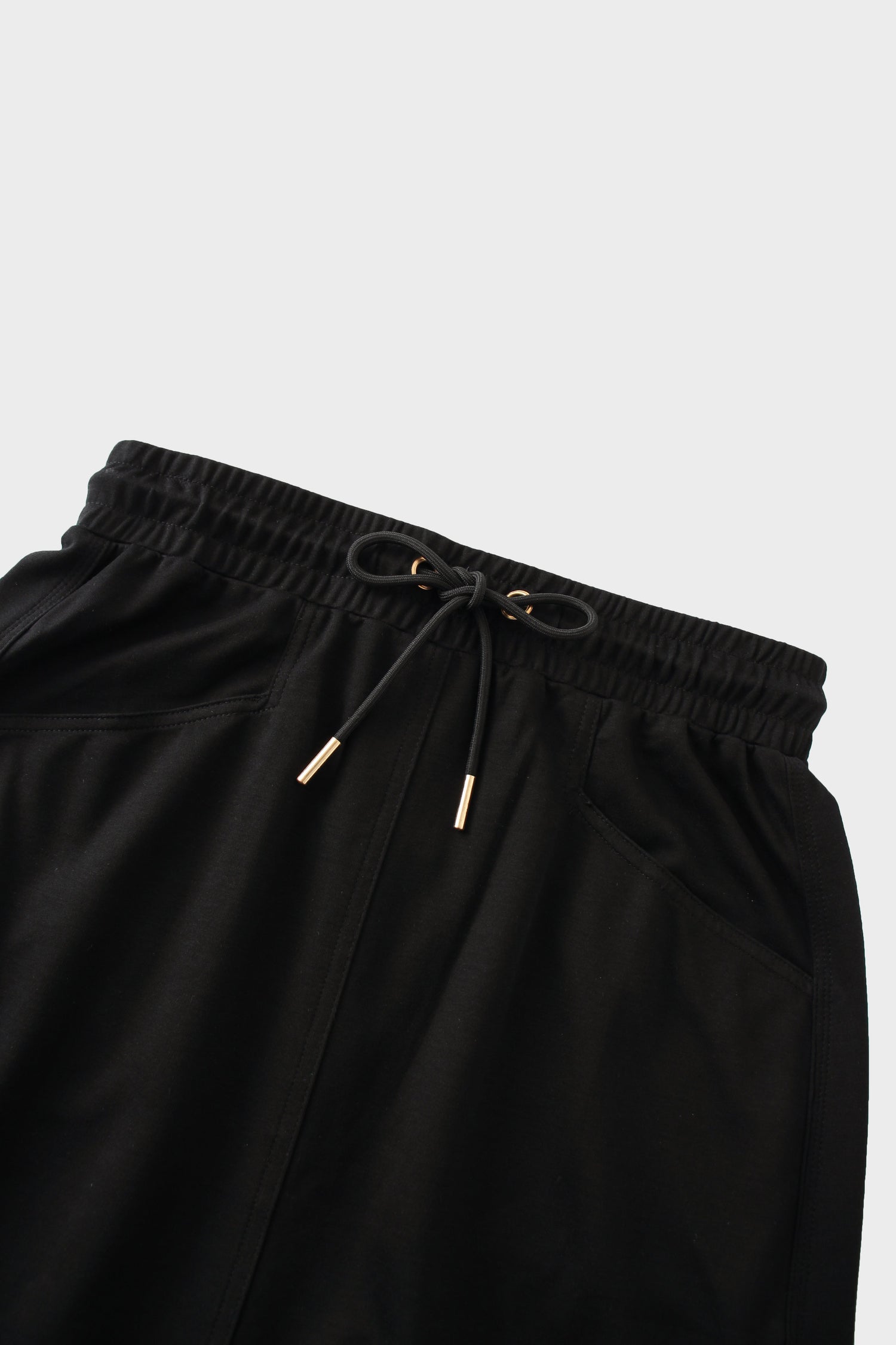 Drawstring Pocket T-Shirt Skirt-Black