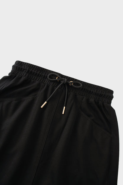 Drawstring Pocket T-Shirt Skirt-Black