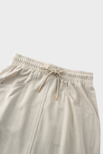 Drawstring Pocket T-Shirt Skirt-Stone