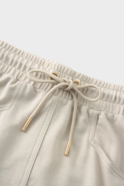 Drawstring Pocket T-Shirt Skirt-Stone
