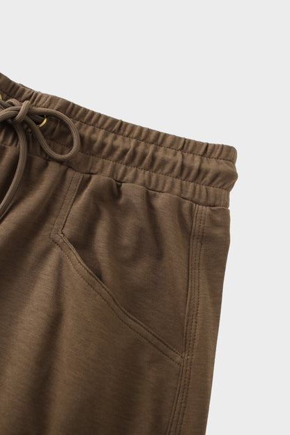 Drawstring Pocket T-Shirt Skirt-Brown