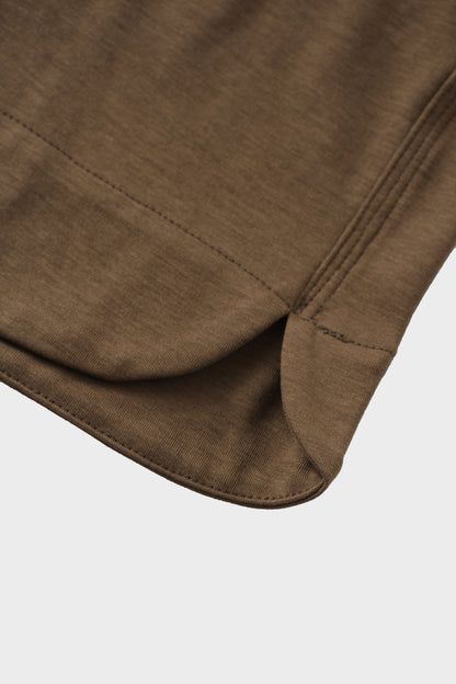 Drawstring Pocket T-Shirt Skirt-Brown