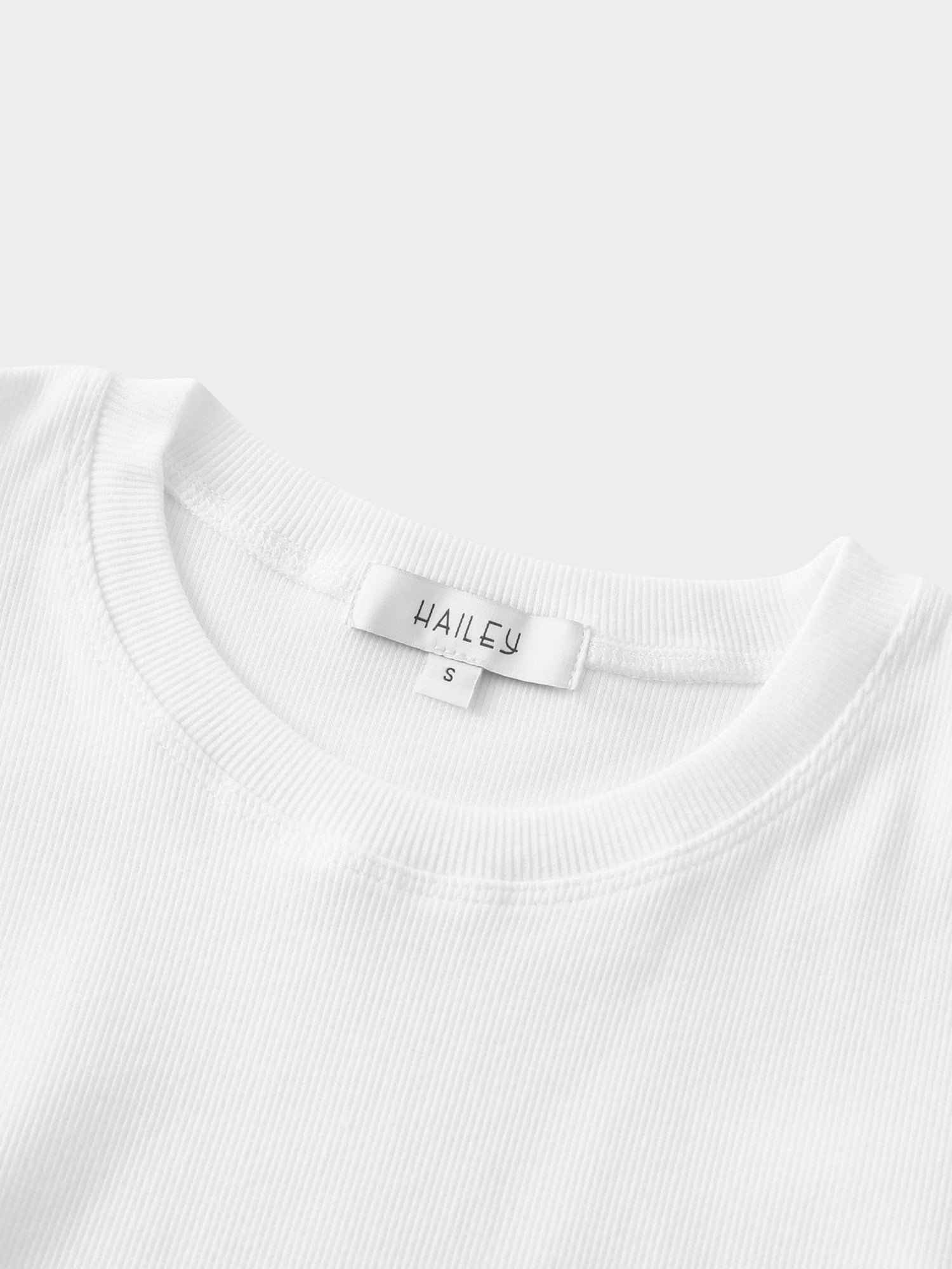 Ribbed Crew Neck Puff Sleeve Top-White