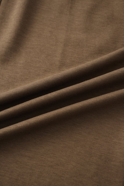 Drawstring Pocket T-Shirt Skirt-Brown