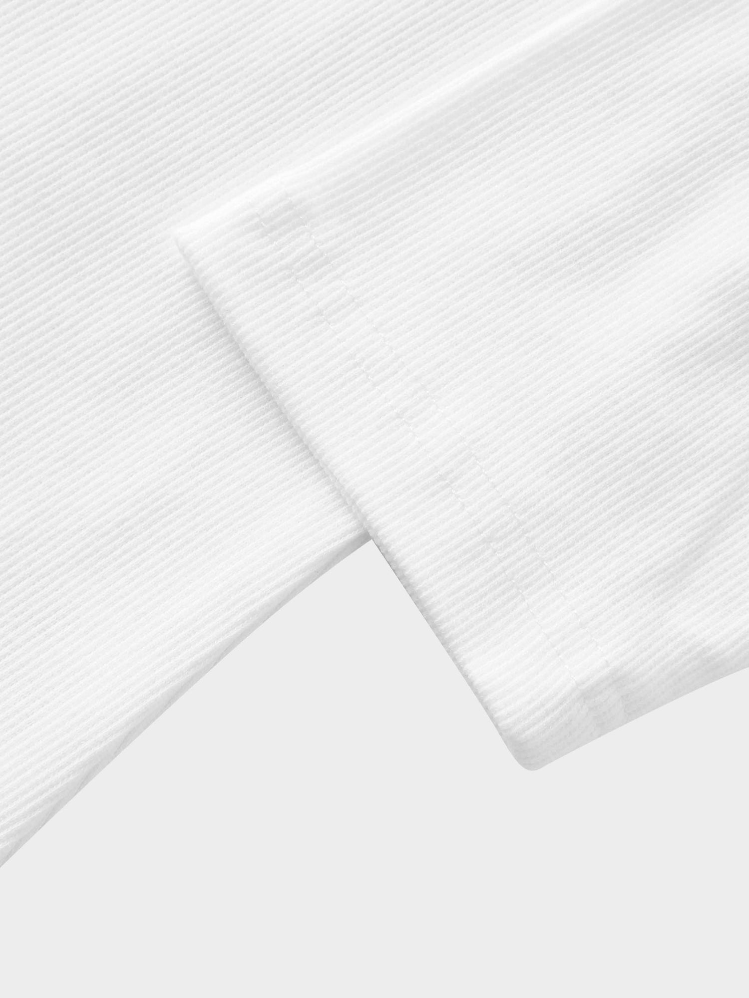 Ribbed Crew Neck Puff Sleeve Top-White