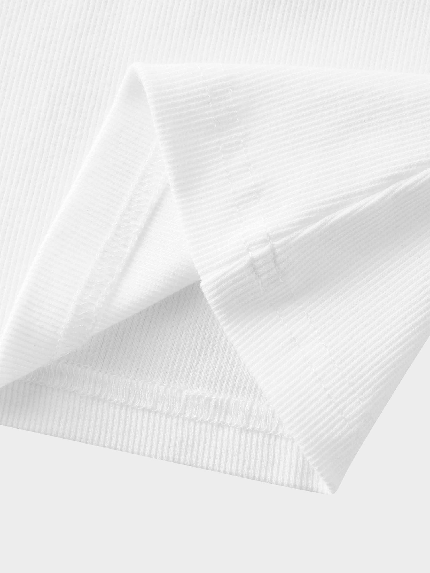 Ribbed Crew Neck Puff Sleeve Top-White