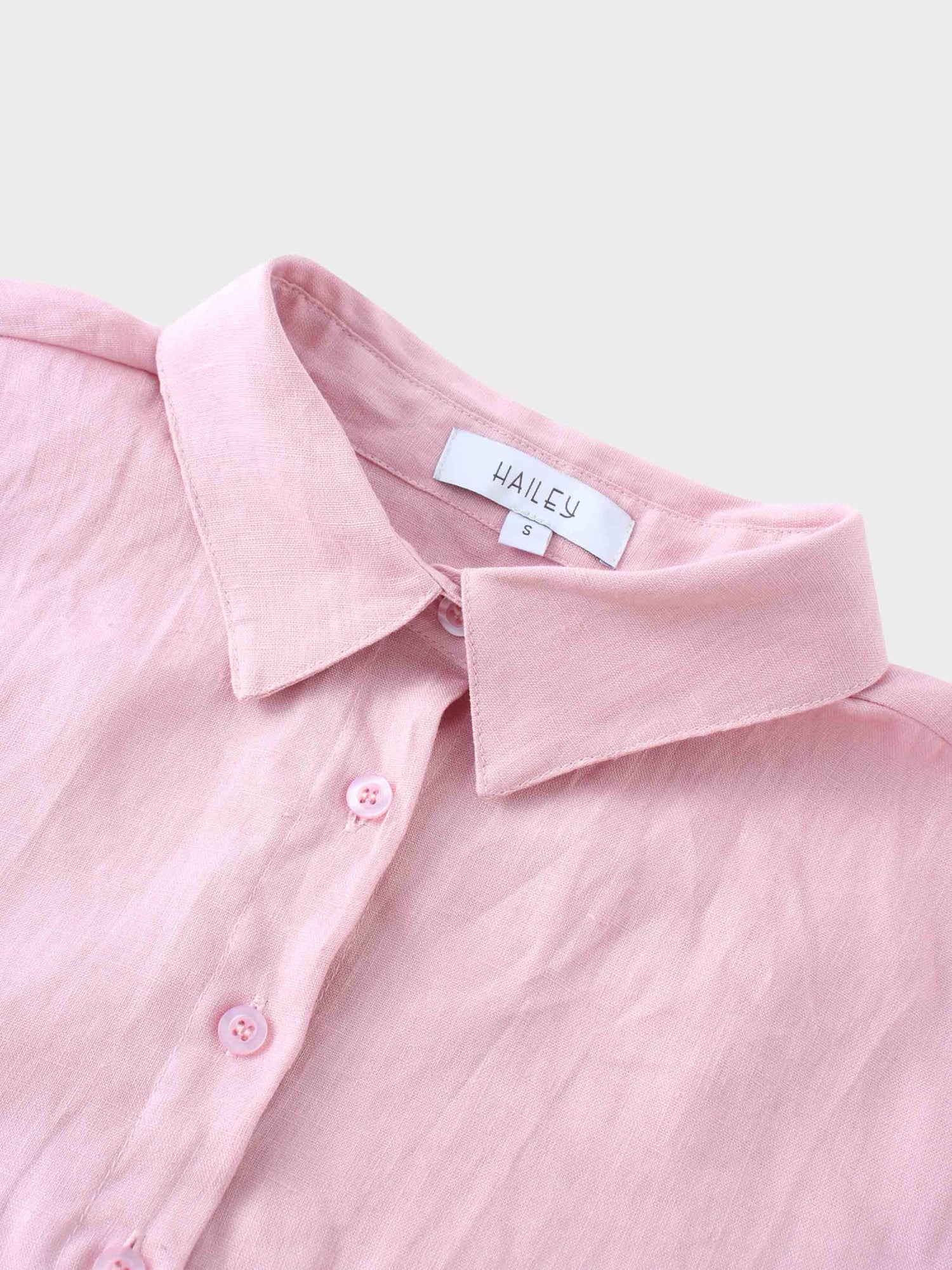 Linen Button Down Blouse-Blush