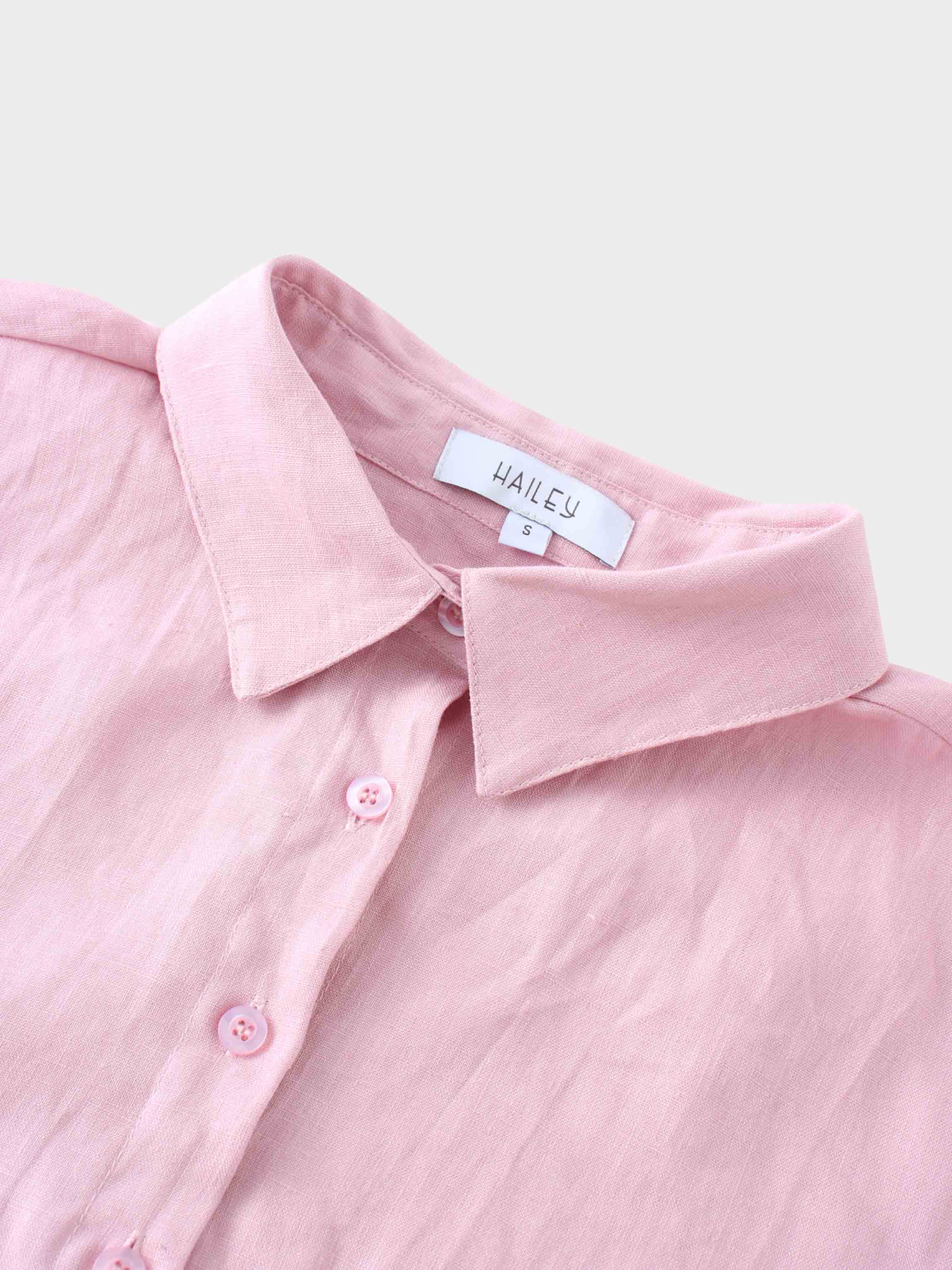 Linen Button Down Blouse-Blush